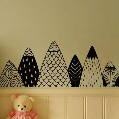 Cartoon Mountains Pattern Nursery Wall Sticker Vinyl Woodland Tribal Baby Kids Bedroom Wall Decal Removable Home decoration Z127