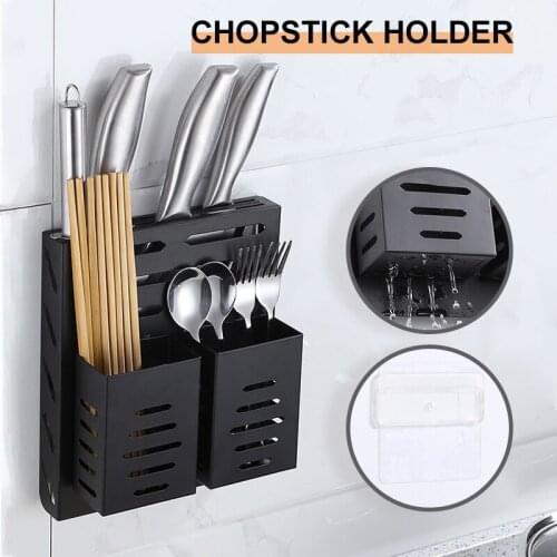 Chopstick Organizer Set Stainless Steel Cutlery Caddy Tableware Draining Rack Stand Free Kitchen Storage & Organization