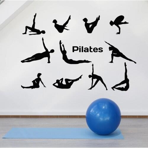 Pilates Posture Wall Sticker Lifestyle Yoga Pose Gymnastics Sport Art Murals Vinyl Wall Decals Girls Room Decoration Wallpaper
