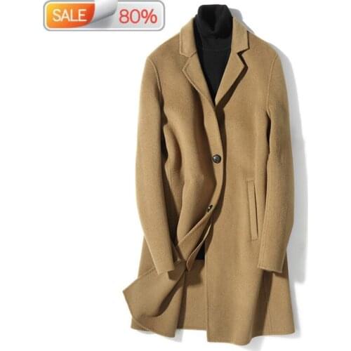 2020 New Mens Wool Coat Double-sided Woolen Long Jacket Men Korean Autumn Winter Mens Overcoat Coats D-01-1A13 B23012