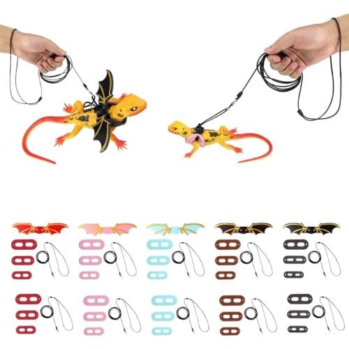 Bearded Dragon Harness and Leash Adjustable Leather Reptile Lizard Leash for Amphibians and Other Small Pet Animals