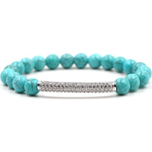 New Blue Color Lava Natural Stone Beads Bracelets For Women Vintage Design Volcanic Rock Bead Strand Bracelet Men Jewelry Gifts