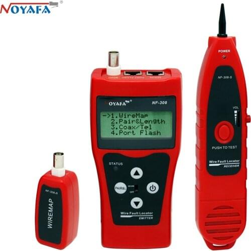 Noyafa NF-308 Network monitoring cable tester LCD Wire Fault Locator LAN Measure Network Coacial BNC USB RJ45 RJ11 red color