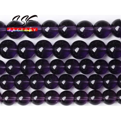 Wholesale Purple Glass Beads Natural Stone Loose Beads 15" Strand 4 6 8 10 12 mm For Jewelry Making DIY Bracelet Accessories