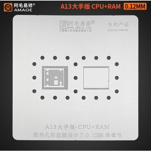 Amaoe CPU RAM BGA Reballing Stencil Kit for A8 A9 A10 A11 A12 A13 Solder Repair Tin Plant Net 0.12mm