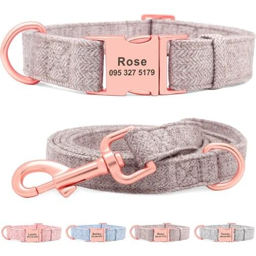 Personalized Dog Collar And Leash Set Free Engraved Pet Dog ID Tag Nameplate Collars For Small Medium Large Dogs Collar
