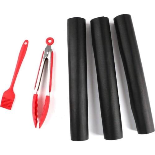 BBQ Grill Mats Oven Mats 16” x 13” Reusable Grill Mats Sheets Black with 1 Food Clip and 1 Silicone Brush
