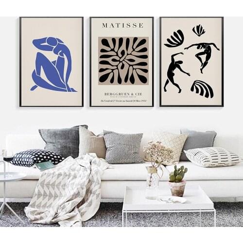 Matisse Simple Fashion Modern Blue Nude Sketch Figures Style Canvas Art Wall Picture Home Decoration Paintings Poster and Prints