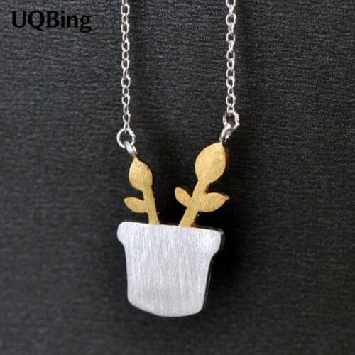 Drop Shipping 925 Sterling Silver Chain Necklaces Gold Color Small Pots Pendants&Necklaces Jewelry Collar Colar de Plata