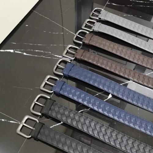 New Cow Skin Genuine Leather Braided Mens Belt High Quality Luxury Design Business Casual Girdle Soft Youth Fashion Waistban