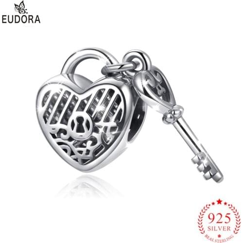 EUDORA 925 Sterling Silver heart cross Beads Charm Silver 925 Original For Bracelet Silver 925 original For Jewelry Making Z122