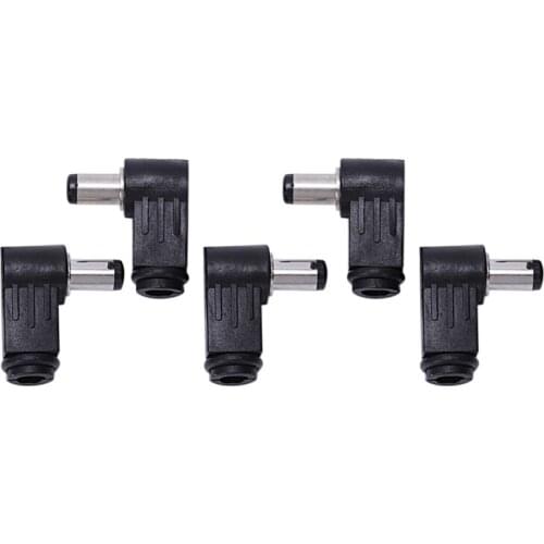 DC In-Line Plug Socket Jack Connector Male Right Angle Plug 2.1mm 5pcs CNIM Hot