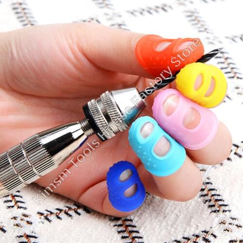 Silicone Finger Sleeve Kit Anti-scald Anti-slip Finger Protection Breathable Gloves For Hand Drill Guitar Kitchen Crafts Making