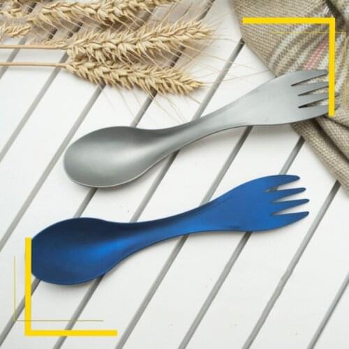 New 3-in-1 Titanium Spork Flatware For Outdoor Camping Hiking Picnic Tableware