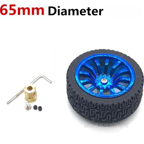 Smart DIY 65MM Diameter Toy Car Wheel Tire Use For Robot kit Coupling Coupler 3mm 4mm 6mm 8mm Brass Hexagon shaft motor
