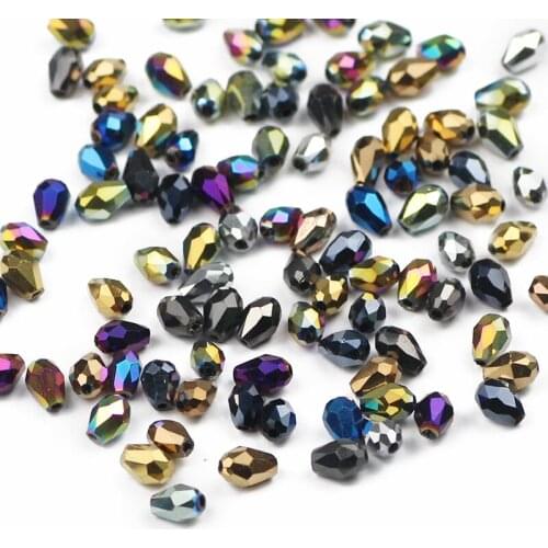 UPGFNK 4*6mm 100pcs Austrian Teardrop crystals beads Faceted Waterdrop loose Glass beads Jewelry Making DIY bracelet accessories