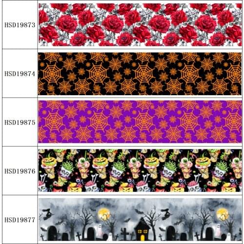 22MM 25MM 38MM 50MM 75mm Printed Pattern Halloween on Grosgrain Ribbon for diy ribbon