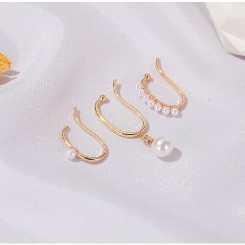 Earrrings Vintage Pearl Ear Clip Earrings For Women Without Hole Earing Jewelry Fake Earings Single Ear Clip Earings N57