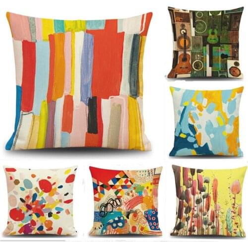 Vintage Oil Painting Cotton Linen Pillow Case Throw Cushion Case Home Soft Room Gift Single Sides Printing