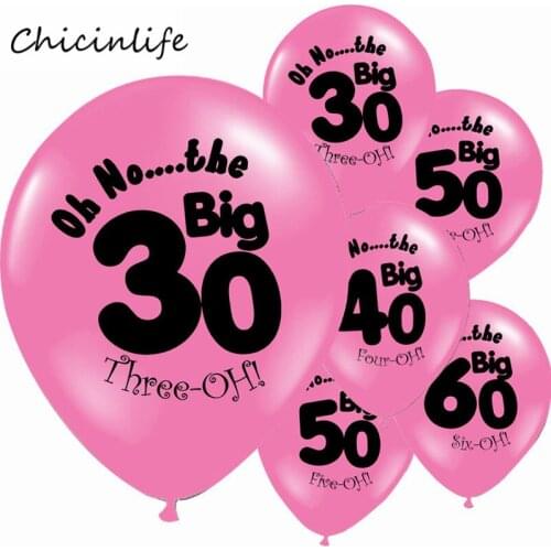 Chicinlife 10Pcs 10inch Pink Gold Black 30 40 50 60 Latex Balloon Adult Kids Birthday Party Decoration Happy Birthday Balloon