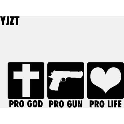 YJZT 15.6CM*6.1CM PRO GOD PRO GUN PRO LIFE Vinyl Decal Car Sticker Jesus Christ Christian Black/Silver C3-1454
