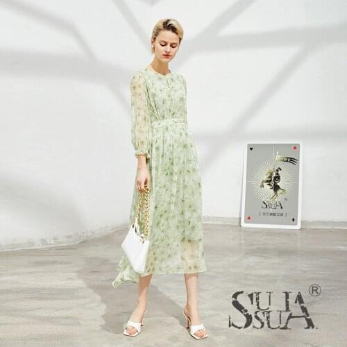 Light Green Leaves Floral Silk Dresses Women Fashion 2021 Summer Long Casual Sexy Office Work Daily Dress Plus Size Slim Fit A