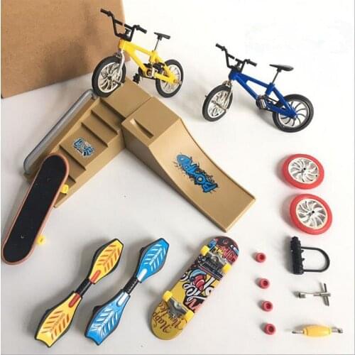 1 Set Finger BMX Fingerboard Skateboarding Bicycle Toy Fun Skate Boards Mini Bikes Toy Sets for Children Boys Gifts