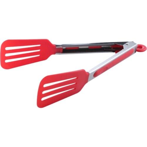 1PC Kitchen Tool Colorful BBQ Tongs Silicone Cover Handle Kitchen Tongs TPR And Stainless Steel BBQ Cooking Food Salad