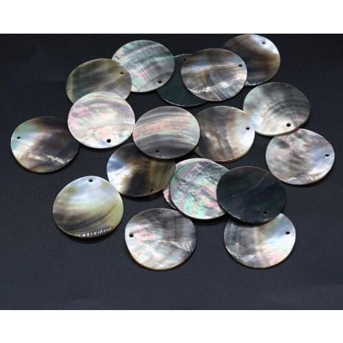 10pcs Natural Round Shell Pendant Charms Natural Black Shell Pendant for DIY Jewelry Necklace Making 15 20 25 30mm Size Pick