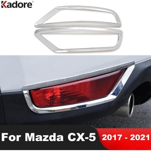 For Mazda CX5 CX-5 KF 2017 2018 2019 2020 2021 Chrome Rear Fog Light Lamp Cover Trim Tail Foglight Frame Trims Car Styling 2pcs