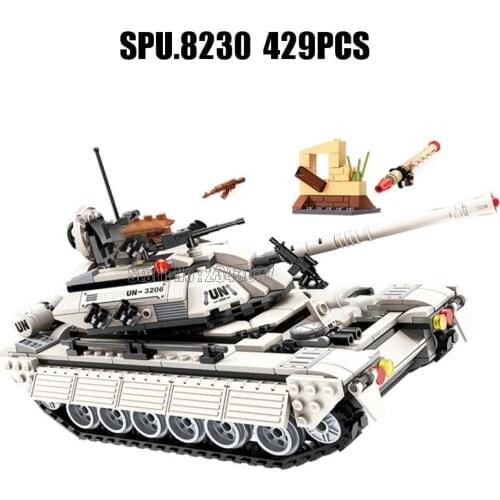 3206 429pcs Military War Thunder Mission Transport Army Corps Armored Tank 4 Building Blocks Toy
