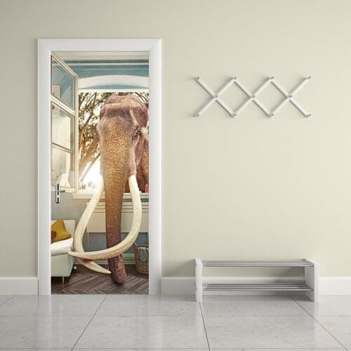 3D DIY Elephant Broken Window Door Wall Stickers Wallpaper Waterproof Removable Stickers Living Room Bedroom Home Decals