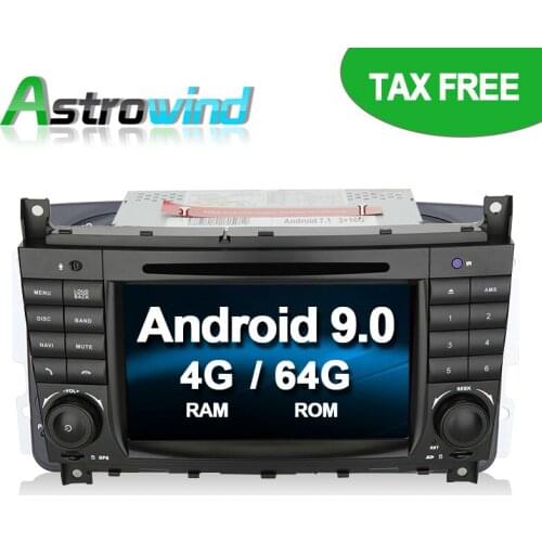 4G RAM,64G ROM No Tax Android 9.0 Car DVD Player GPS Navigation Radio for Mercedes-Benz CLK Class W209, For Mercedes W203