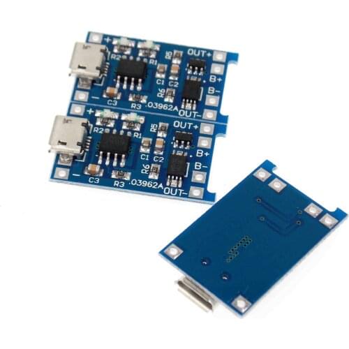 5Pcs Micro USB 5V 1A 18650 TP4056 Lithium Battery Charger Module Charging Board With Dual Functions