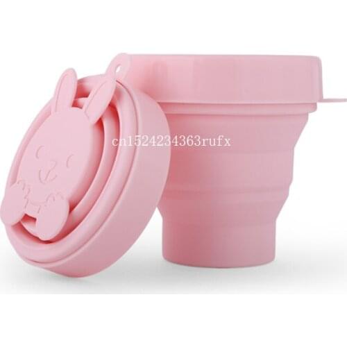 50pcs Silicone Folding Cups with Lids Retractable Outdoor Travel Camping Water Cup Telescopic Collapsible Drinking Cup Wholesale