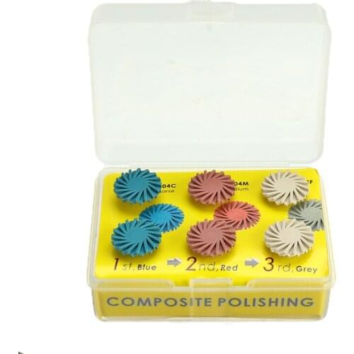 6pcs/set Dental Rubber Polishing Discs Dental Composite Resin Kit Spiral Flex Brush Burs Teeth Whitening Abrasive Tool Kit