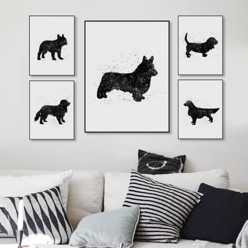 Abstract Black Animal Friend Pet Dog Greyhound Canvas Art Print Poster Wall Picture Painting No Frame Vintage Living Room Decor
