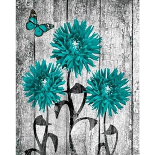 5D DIY Green Flower Dandelion and Butterfly Diamond Painting Full Drill Embroidery Cross Stitch Mosaic Craft Kit Home Decor Gift