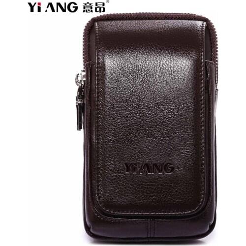 Men Genuine Leather Cowhide 6" Cell Mobile/Phone Case Cover Skin Vintage Belt Pouch Hip Fanny Bag Waist Pack Purse Father Gift