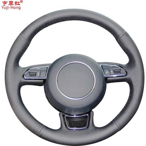 Yuji-Hong Artificial Leather Car Steering Wheel Covers Case for AUDI A1 A3 A4 A5 A6 A7 S6 S7 S8 Steering Hand-stitched Cover