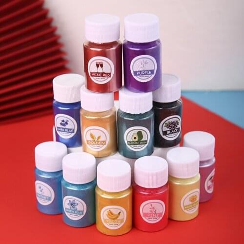 24 colors/set Resin Dye Colorful Mica Powder Epoxy Resin Dye Pearl Pigment DIY Crystal Slime Pigment 10g/bottle