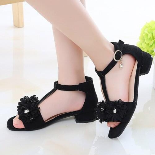 Children Beach Shoes Gladiator Sandal Kid Princess Summer Shoes Girl Roman Flower Fashion High Heels Sandals 2021 Size 33 3-12