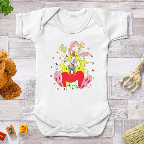 Alice In Wonderland Rabbit Printed Baby Rompers Newborn Summer Harajuku Jumpsuits Bodysuits For Infants Streetwear Bebe Tops