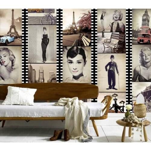 Custom retro Textile Wallcoverings, film star murals for the living room bedroom TV background wall waterproof papel de parede