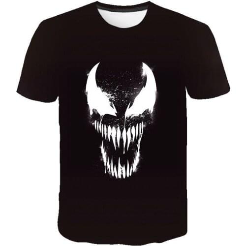Summer New Mens Plus Size T-shirt 3d Printing Venom Children Cartoon Street Fashion Casual Shirt