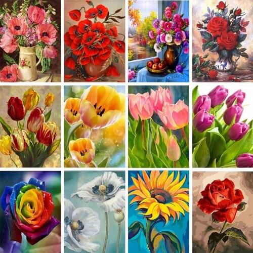 GATYZTORY 60x75cm Paint By Numbers For Adults Flowers Picture On Canvas Acrylic paints Home Decor Coloring By Numbers