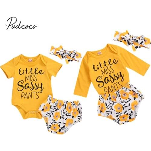 Infant Baby Girls Toddler Romper+Shorts+Bow Hairband, Letter Floral Print Bottom Buckle Summer Clothing 3Pcs Outfit