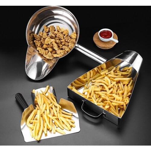Stainless steel food packing shovel, duckbill scoop, salted chicken packing spoon, pot chicken shovel, french fries bagging tool