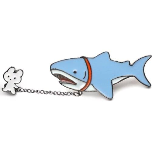 Rabbit and Shark Metal Enamel Pins and Brooches for Women Men Lapel Pin Backpack Bags Hat Badge