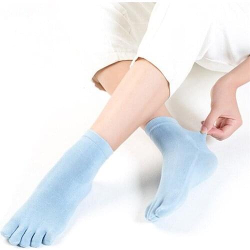 5Pairs Womens 5 Finger Socks Spring Summer And Autumn Solid Color Cotton Socks Womans And Ladies Comfortable Toe Socks